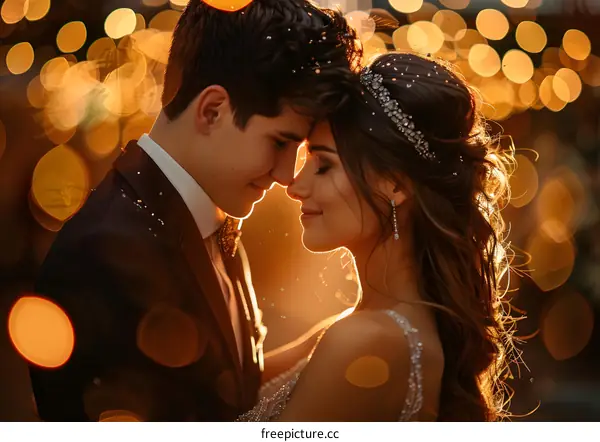 The bride and groom at their wedding