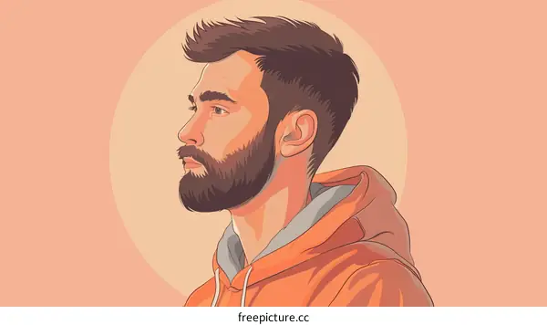 Portrait of a Bearded Man in a Hoodie