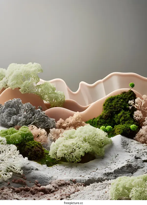 Abstract Landscape with Moss and Green Plants