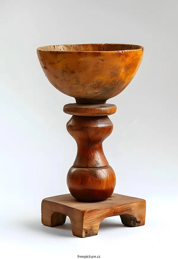 A wooden cup with stand