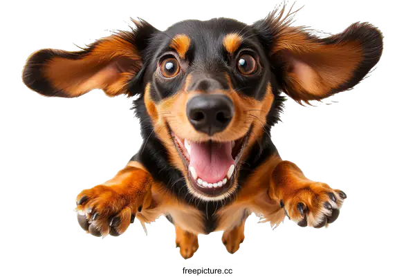 [Transparent Background PNG]Happy Dog Jumping in the Air