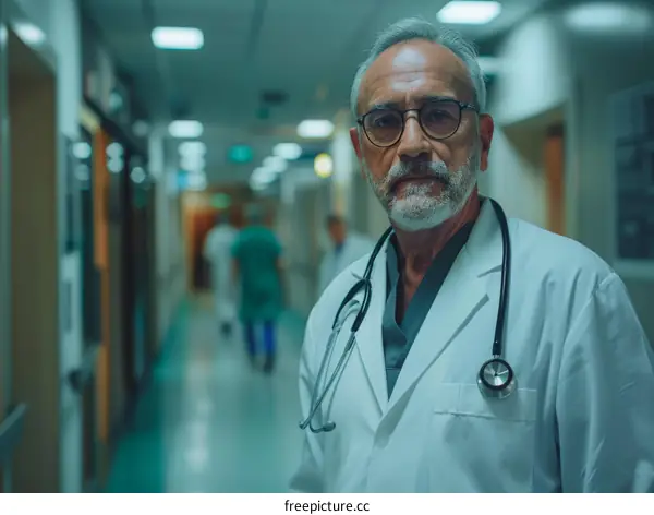 Portrait of a Confident Senior Male Doctor in a Hospital