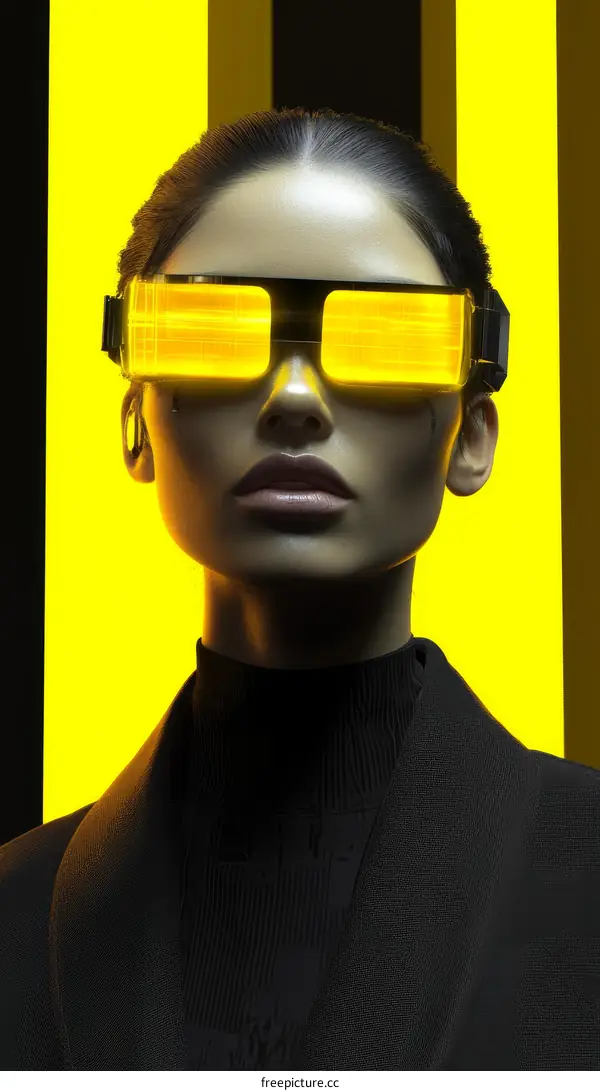 Futuristic Woman with  Bright Yellow Glasses