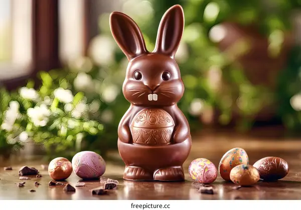 Chocolate Easter Bunny with Eggs