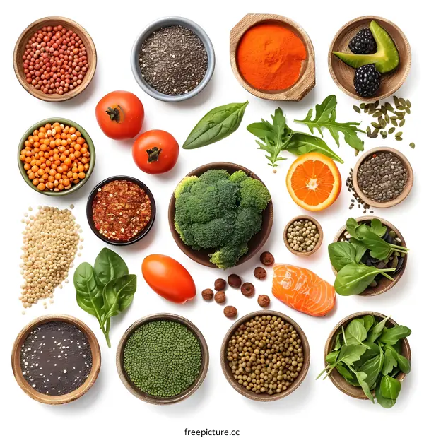 Variety of Healthy Food Ingredients for a Balanced Diet