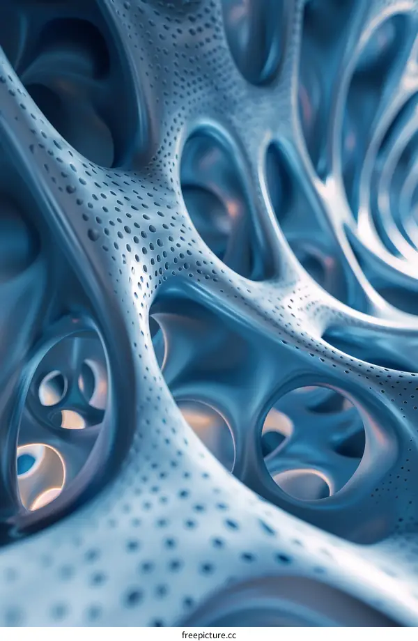 Intricate Blue Honeycomb 3D Structure