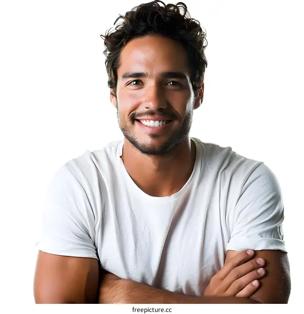 Smiling Hispanic Man Portrait in White T Shirt