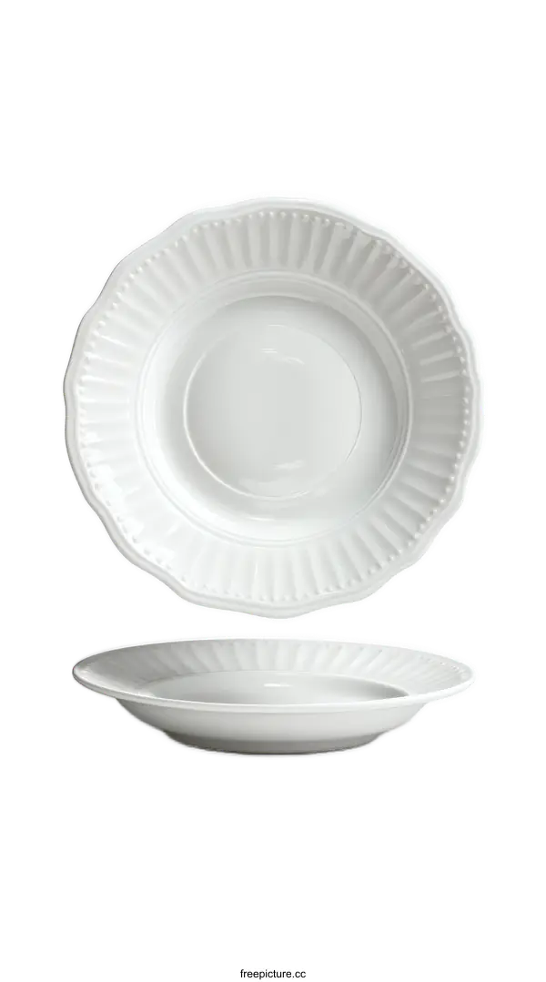 [Transparent Background PNG]Elegant White Dinner Plate with Decorative Rim