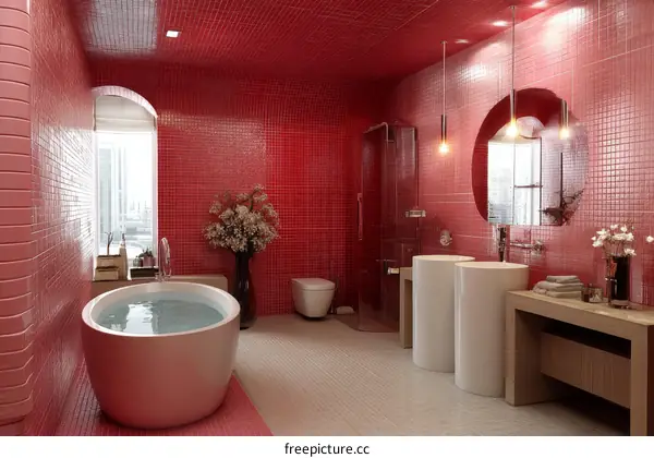 Modern Red Bathroom Interior Design