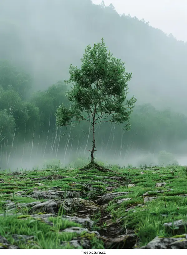 Lonely Tree in the Misty Mountains