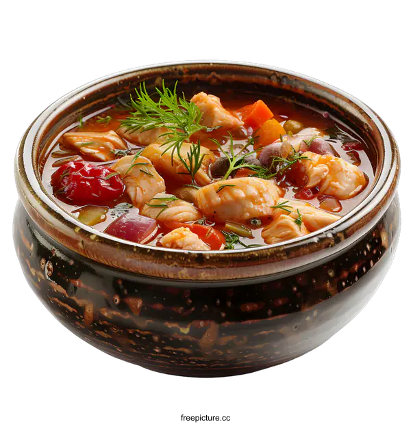 [Transparent Background PNG]Hearty Fish and Vegetable Soup