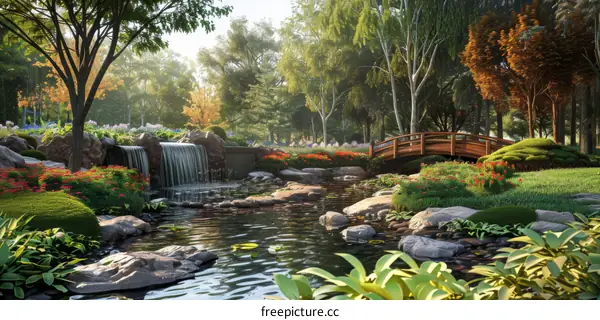 Peaceful Zen Garden Landscape Illustration