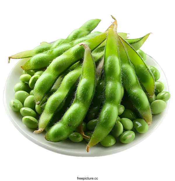 [Transparent Background PNG]edamame in a white plate