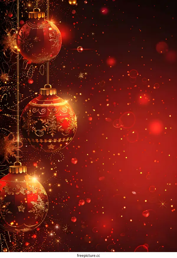 Red background with Christmas decorations