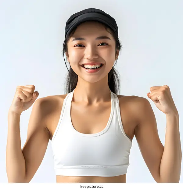 Portrait of a happy Asian woman smiling at the camera