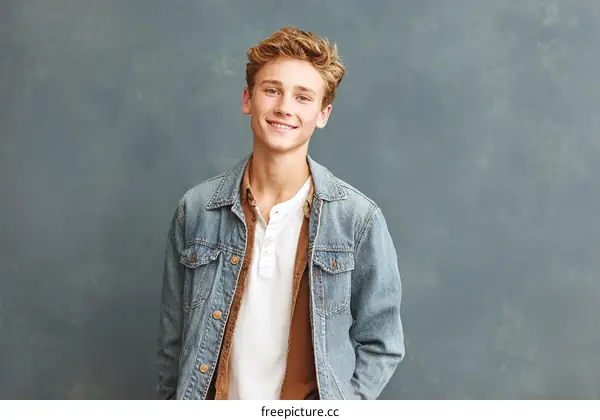 Young Man Posing Against a Dark Background