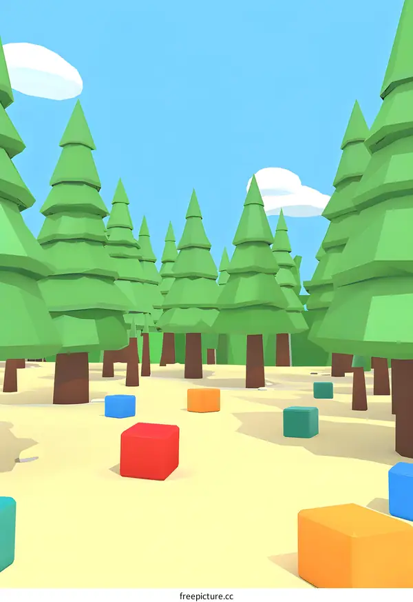 Low Poly Forest Landscape Illustration