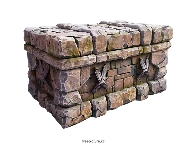 [Transparent Background PNG]Ancient Stone Chest on transparent background