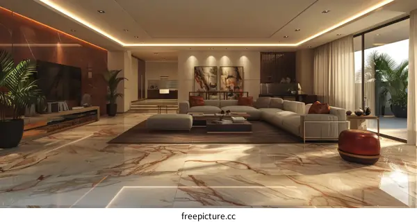 Modern and Luxurious Living Room with Stunning City Views