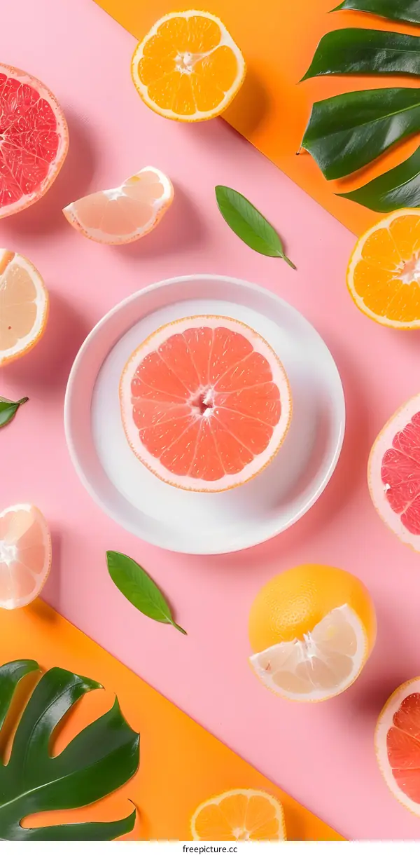 Fresh Citrus Fruits Summer Background