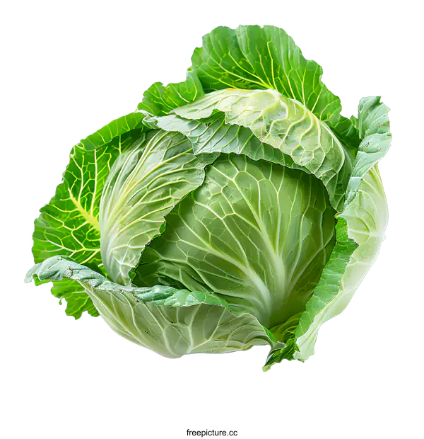 [Transparent Background PNG]A green cabbage on a white background