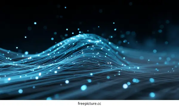 Abstract digital wave lines and dots illustration