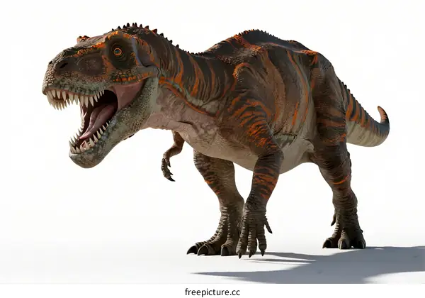 Fierce Tyrannosaurus Rex Dinosaur with Open Mouth Showing Sharp Teeth