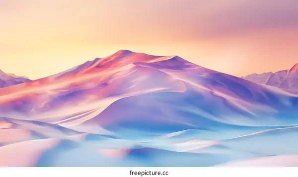Abstract Pink and Blue Mountain Landscape