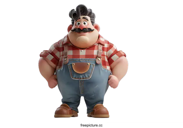 [Transparent Background PNG]Funny 3D cartoon character of a man with a mustache