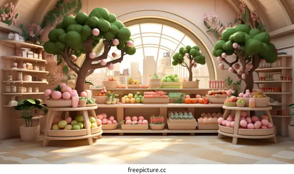 A grocery store filled with fruits and vegetables