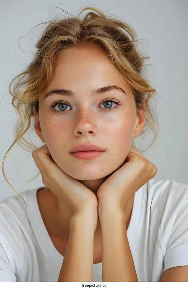 Portrait of a Young Woman with Freckles