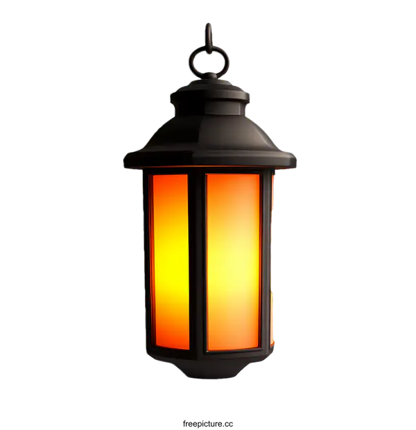[Transparent Background PNG]Decorative Hanging Lantern with Warm Light