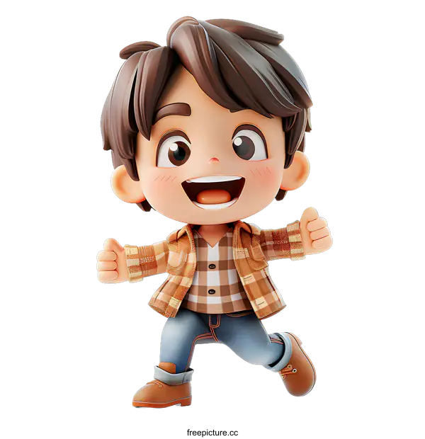[Transparent Background PNG]Cartoon of a happy boy
