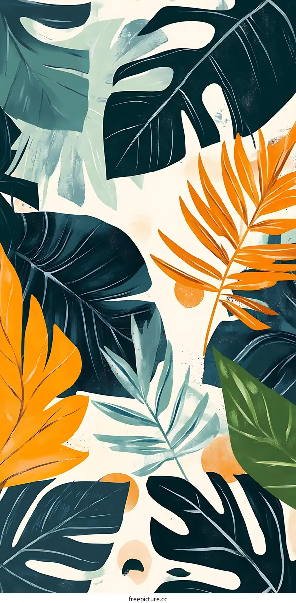 Tropical Leaf Pattern Abstract Illustration