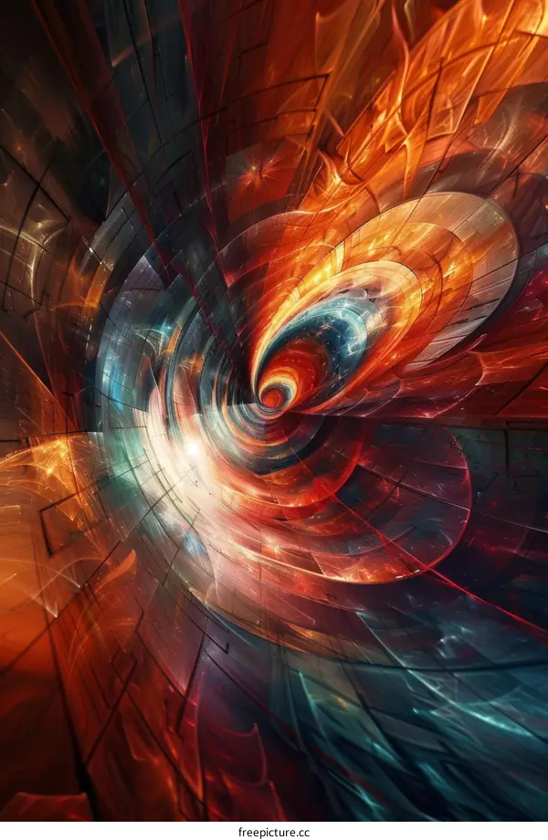 Vibrant Digital Fractal Art with a Spiral Center