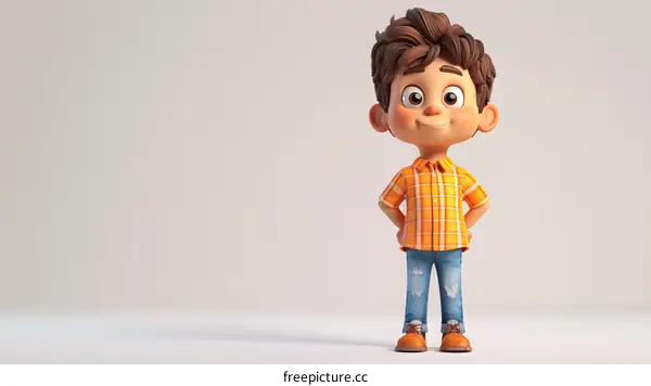 Smiling cartoon boy on a white background