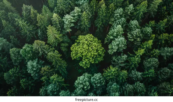 Aerial View of a Diverse Forest Ecosystem
