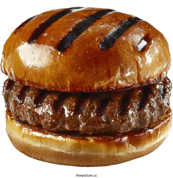[Transparent Background PNG]Delicious Grilled Beef Burger with Toasted Buns
