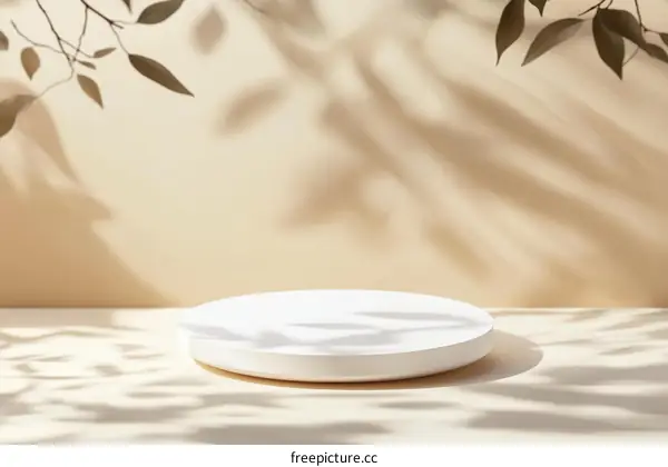 Elegant Minimalist Product Display with Natural Light and Shadows