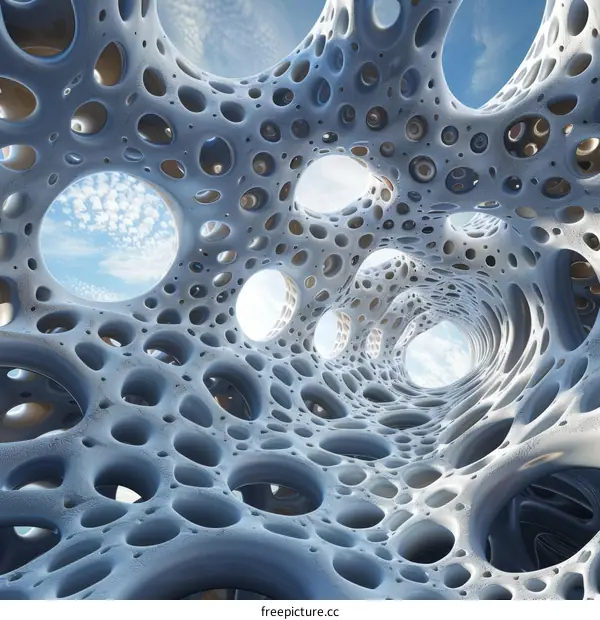 Organic Architecture with a Futuristic Twist and Blue Sky