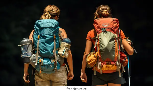 Two Female Hikers with Backpacks