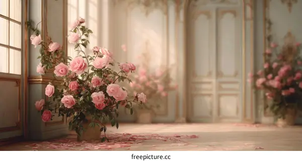 Romantic Rose Decor in a Vintage Palace