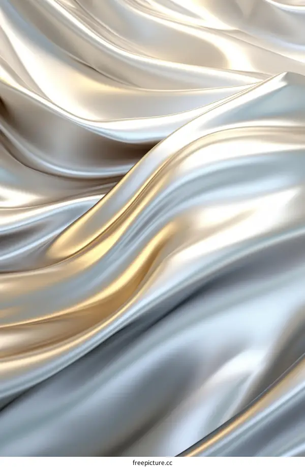 Silver and Gold Silk Fabric in Waves