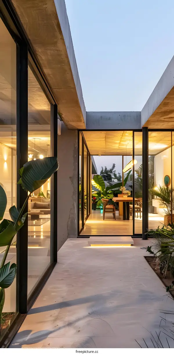 Modern Minimalist Concrete House Interior Design With Patio