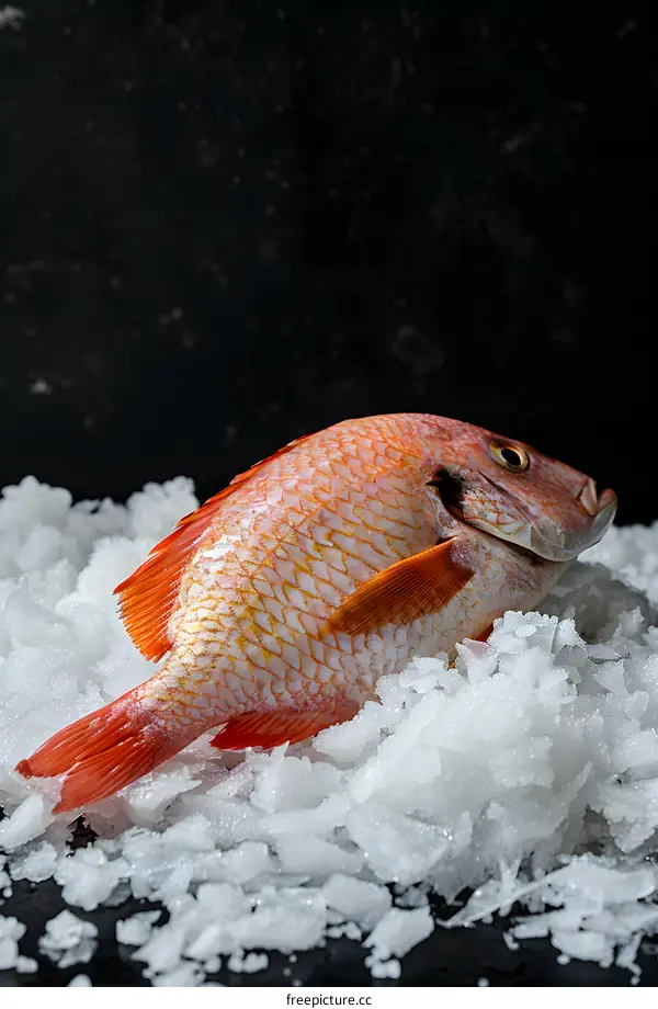 Red fish on ice