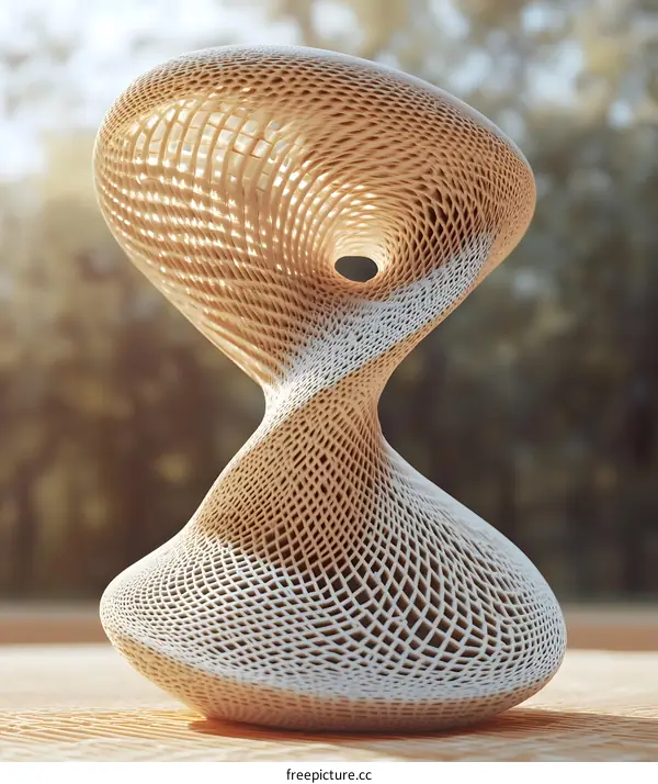 Abstract Sculpture of White Wire Mesh