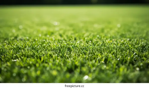 Close-up of green grass field with blurred background