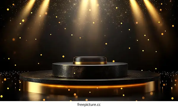 Luxury Black and Gold Product Display Podium