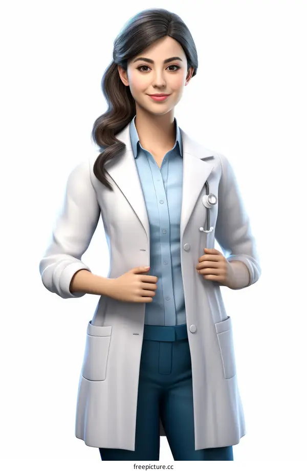 Happy Smiling Female Doctor in White Coat