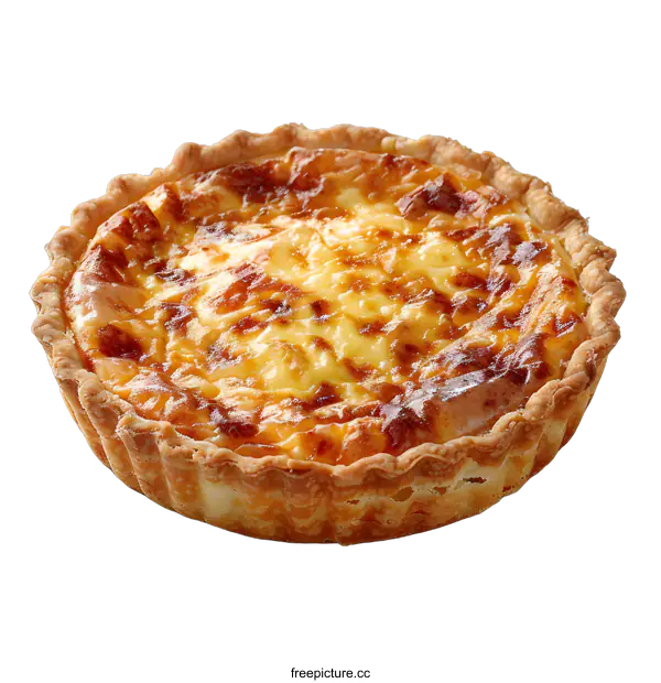 [Transparent Background PNG]Freshly Baked Quiche on White Background
